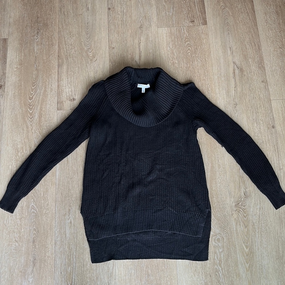Tunic style black cowl neck sweater